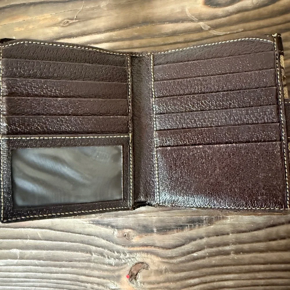 Gucci Monogram Canvas Leather Bifold Wallet Brown Beige - Picture 4 of 7